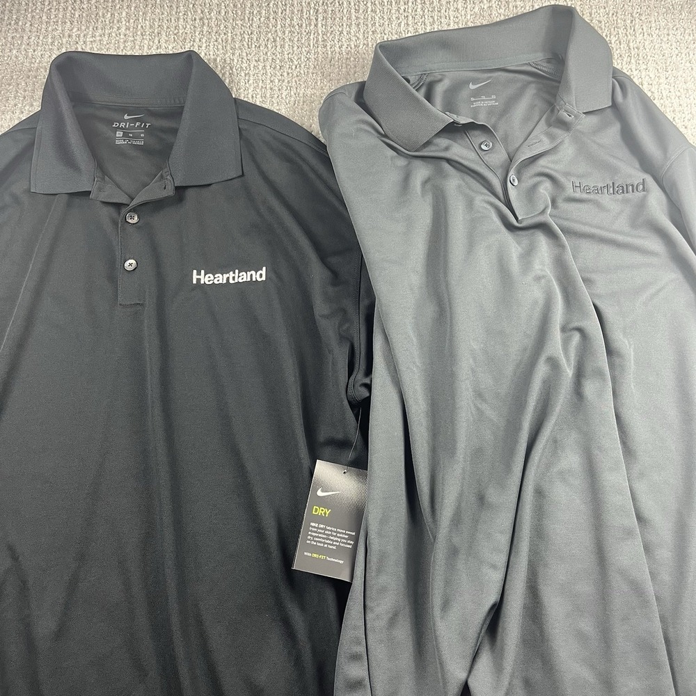 Lot of 2 Nike Golf Polo Shirts Mens XL Heartland Logo Dri-FIT 363807 DC1963